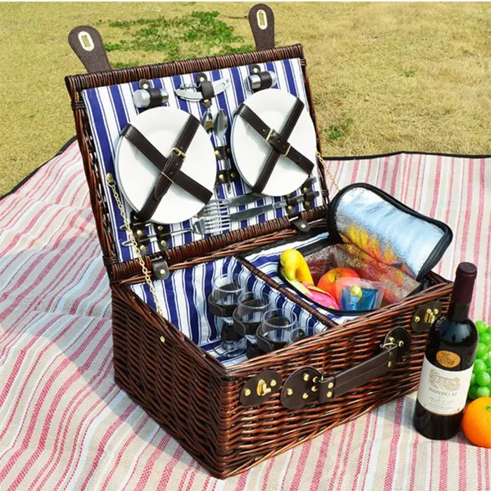 Willow 2 Person Wicker Bulk Decorative Wholesale Picnic Basket With Handles