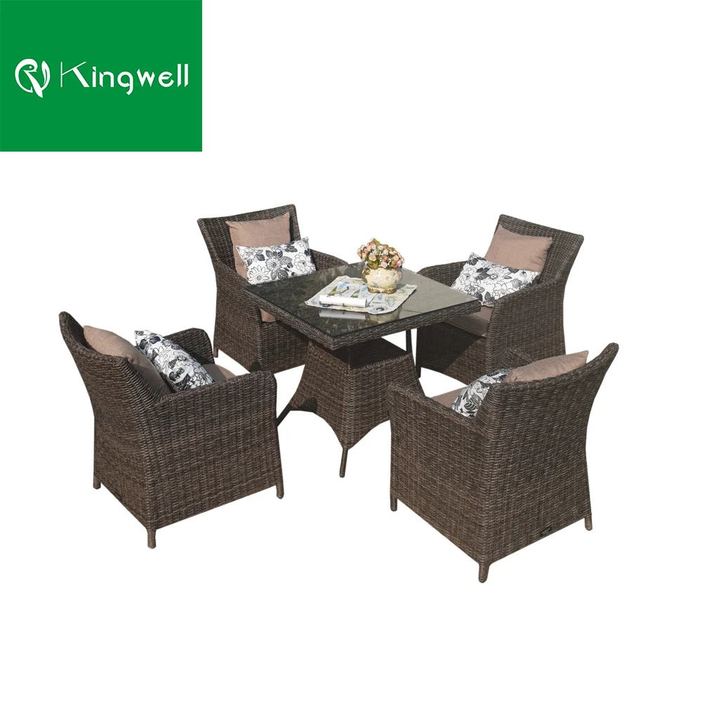 4 seater country style rattan indoor or patio dinner furniture wicker italian classic dining table set