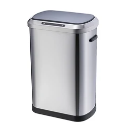 New Design Stainless Steel Dustbin 50 Liter Hotel Metal Intelligent Garbage Bin Touchless Smart Bin