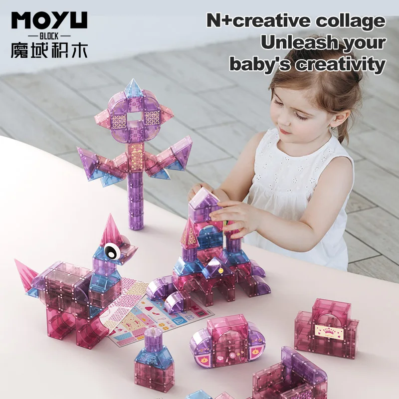 High Quality Transformable Magnetic Sticks tiles Building Blocks Educational Games Princess Magnetic Blocks Toys For Children