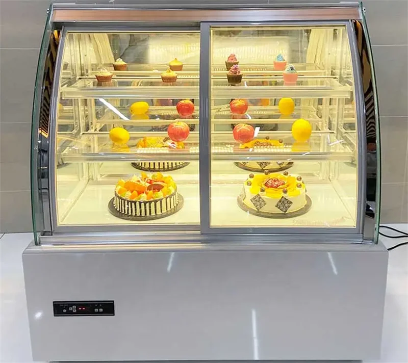 Bakery commercial bread refrigerated display cabinet sliding glass door cake showcase