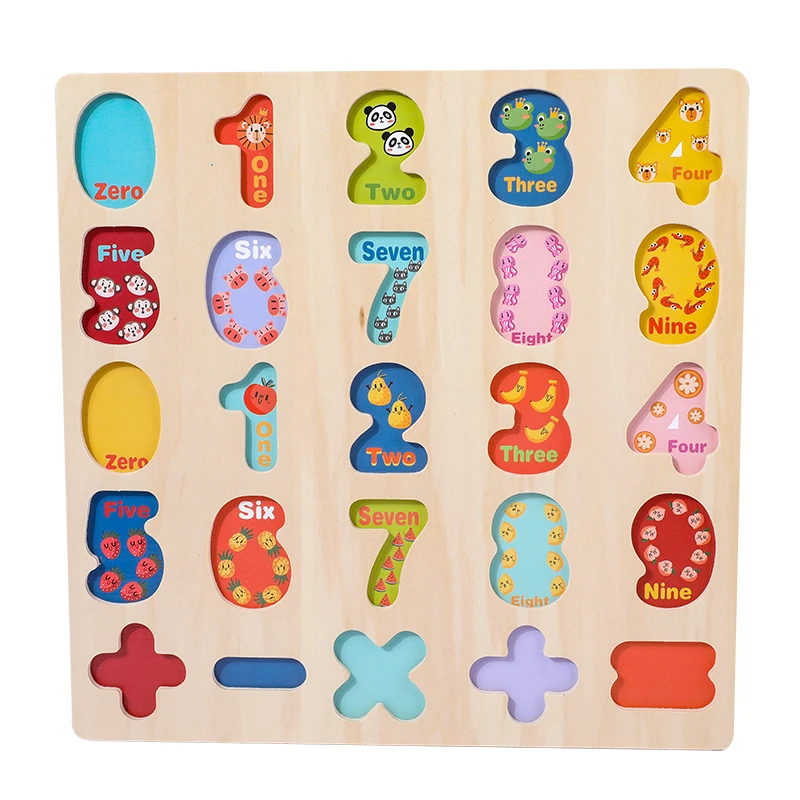 Custom Montessori Math Number Board Kids Educational 3D Math Arithmetic Wooden Numbers Puzzle Board