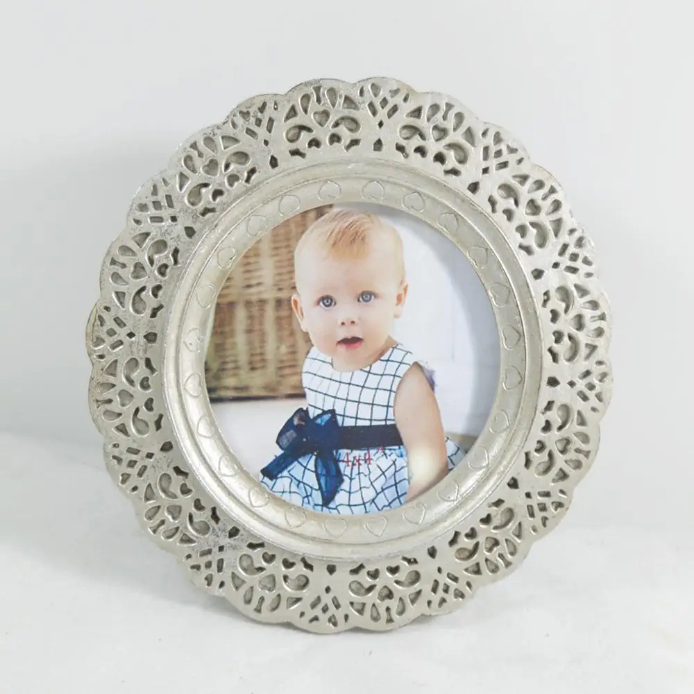 Simple Orange 2x3 Inch Oval Shaped Silver Metal Small Mini Photo Picture Frame