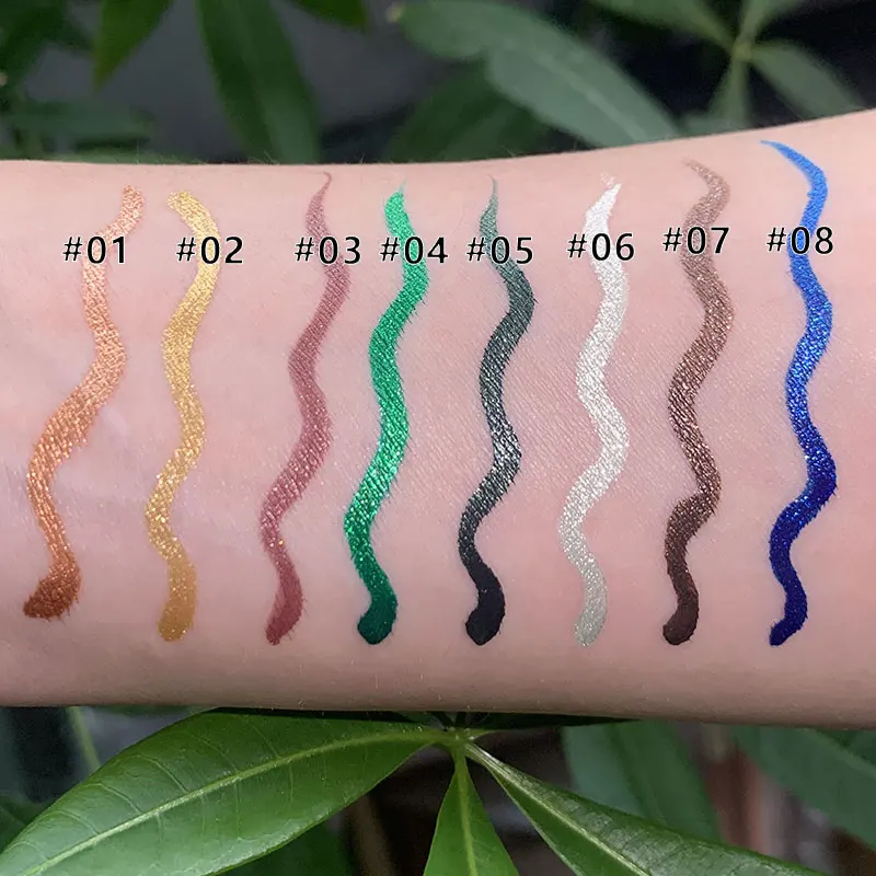 Vegan Cosmetics Private Label Cosmetics Colored Glitter Liquid Eyeliner Pencil Pen Custom Silver Blue Diamond Glitter Eyeliner