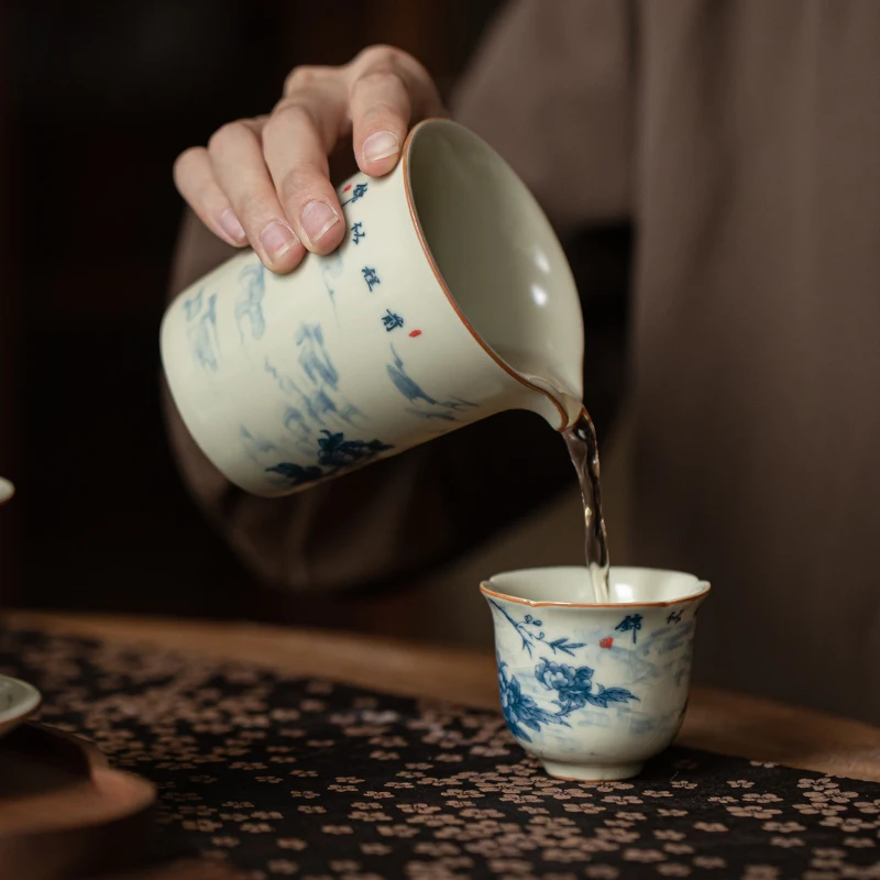 Ancient Ru Kiln Series Eco-Friendly Ceramic Cup Gold Wire Kung Fu Tea Dispenser Guadao Wings Open fair mug Beautiful Glaze Gift