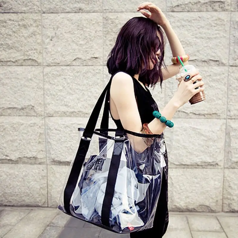 
Newly Developed Waterproof Tarpaulin PVC Extra large Shoulder Bag Type Women Shopping Bag Practical Tarpaulin Shopping Bag 