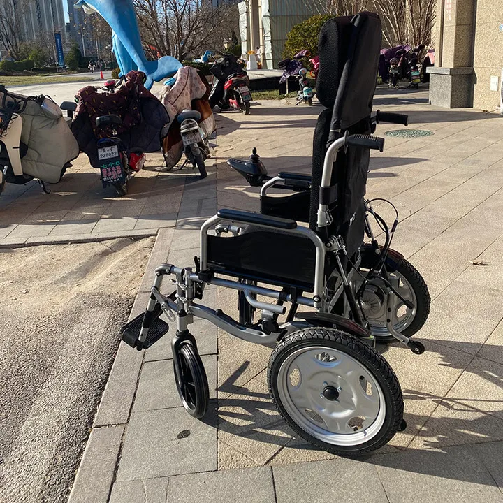 High Quality New Design Front Wheel Rim Folding Power Electric Wheelchair With 24v 12ah Battery