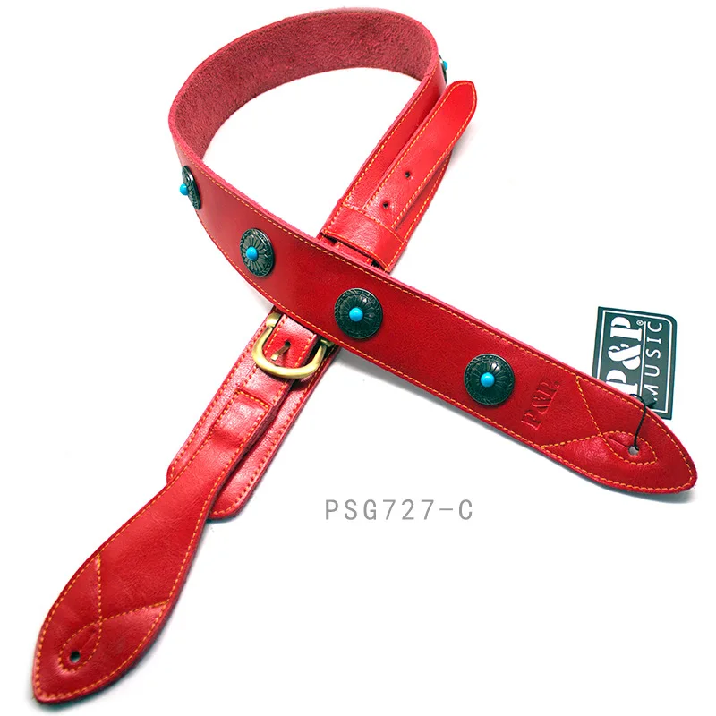 New Fashion Simple Style Genuine Cow Leather Soft Durable and Wear Multiple styles Resisting Guitar Strap Hot Sale