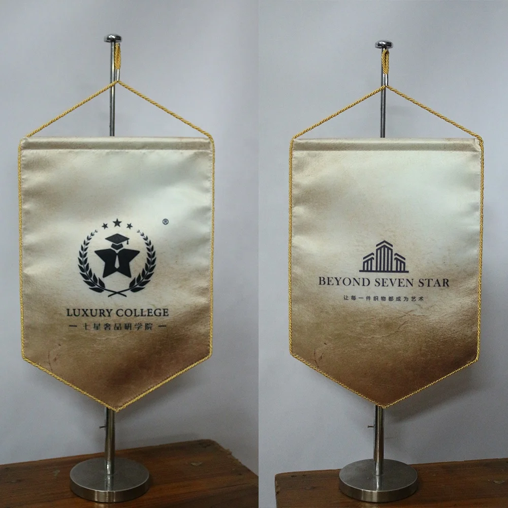 Gift Flag Custom Flagnshow Heat Printing Table Flags with Stands Base Miniature Desktop Flags  Brocade Stainless Steel Flagpole
