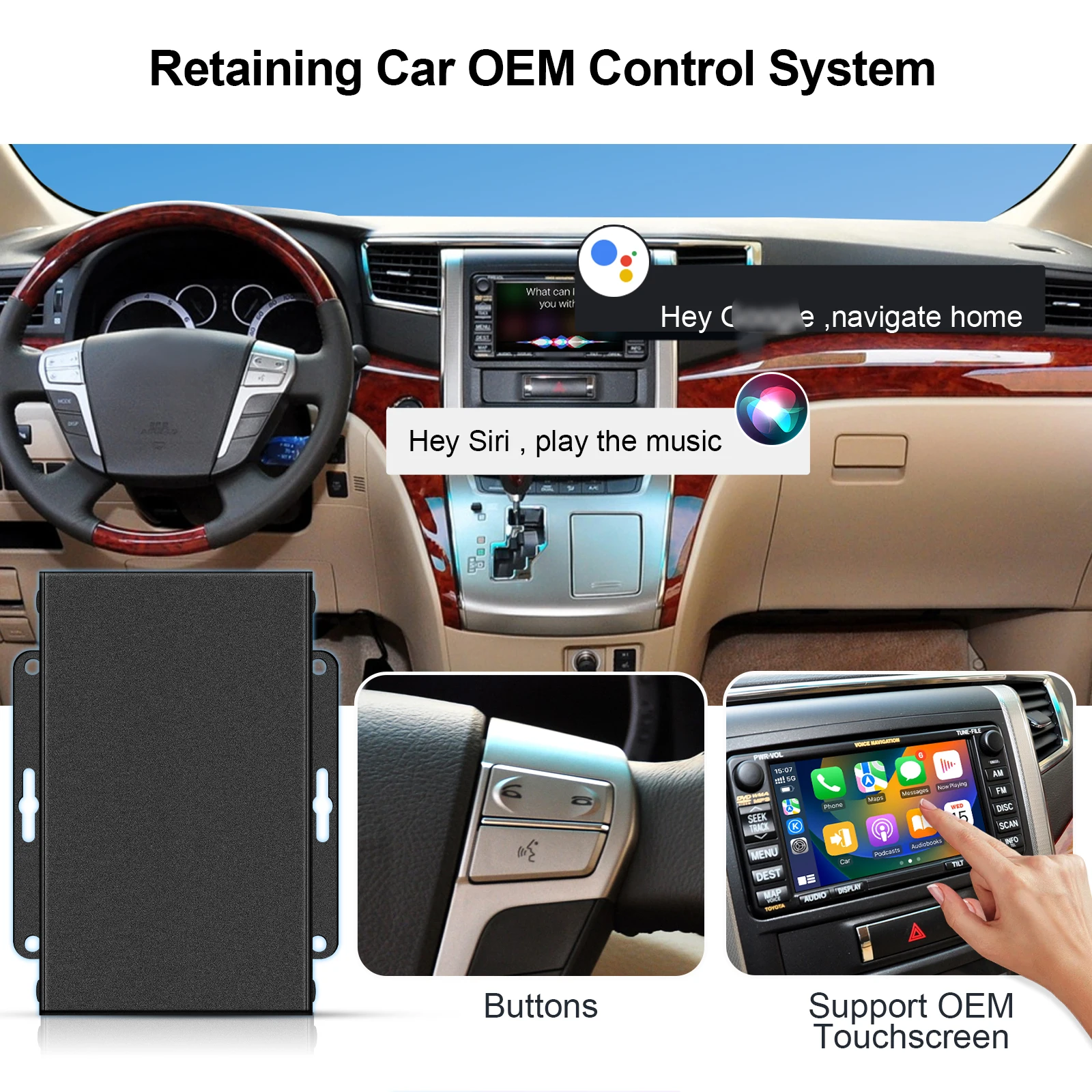 Universal LVDS Carplay Interface With Konb Operation Wireless Android Auto Compatible Car CVBS or Qdis NetWork Video Interface