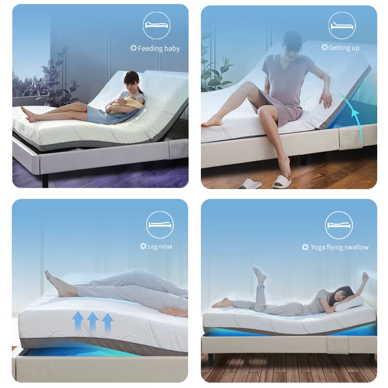 Custom Addressing Anxiety Reclining Luxury Mattress Factory Supply Electric Mattress Adjustable Smart Bed Mattress Fabric Foam