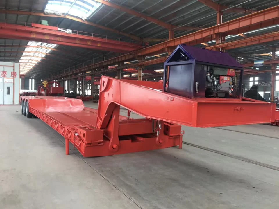 Excavator loader lowboy low bed semi-trailer 3/4/5 axles low bed ramp trailers low bed tractor trailer 80-120 ton for sale