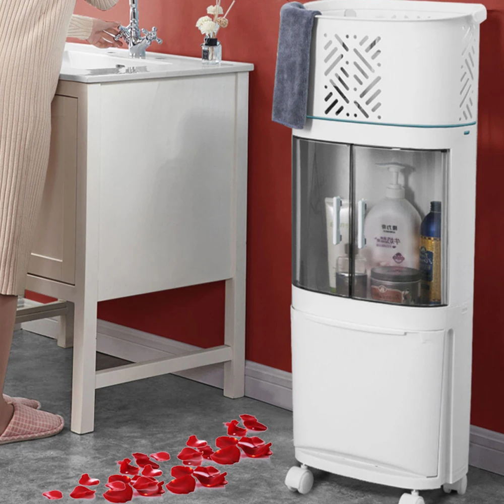 New product bathroom 3 layer dirty clothes hamper waterproof portable big laundry basket with shelf