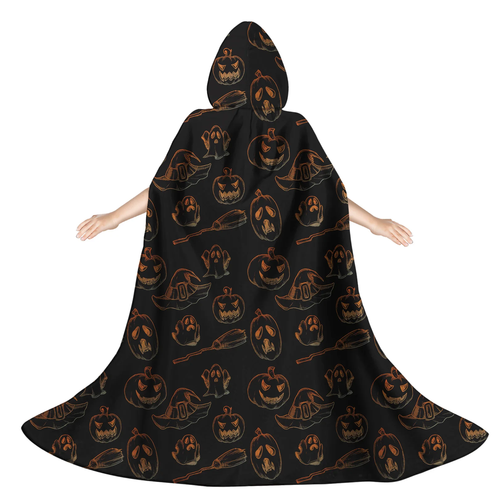 New Arrival Hooded Cloak Long Polyester Cape Robe Halloween Carnival Purim Coats Medieval Witch Costume for