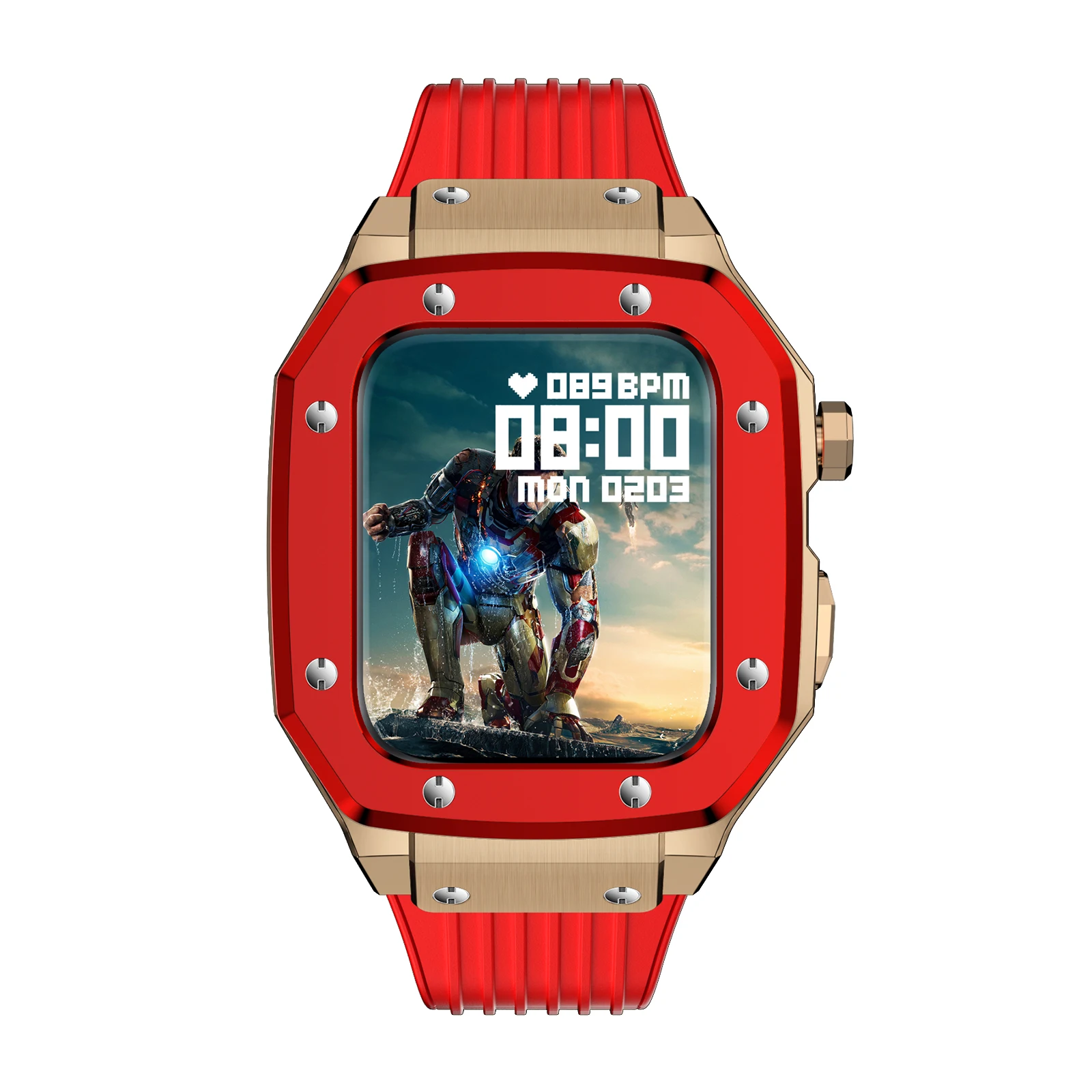 Luxury watch watch band with metal case for apple watch series 7 41 mm 45mm,soft silicone strap for iwatch 4 5 6 7 se