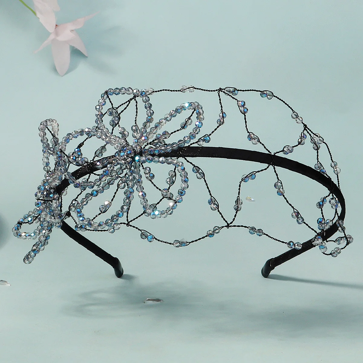 Bridal Tiara Crystal Headband Birthday Dinner Photo Shoot Hair Accessories Handmade Beaded Flower Headband