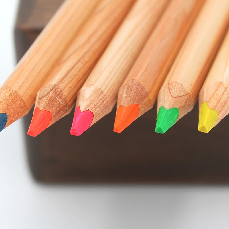 High Quality Hexagonal Colored Pencils Set Big Jumbo Cedar Wood Colour Pencils Wholesale