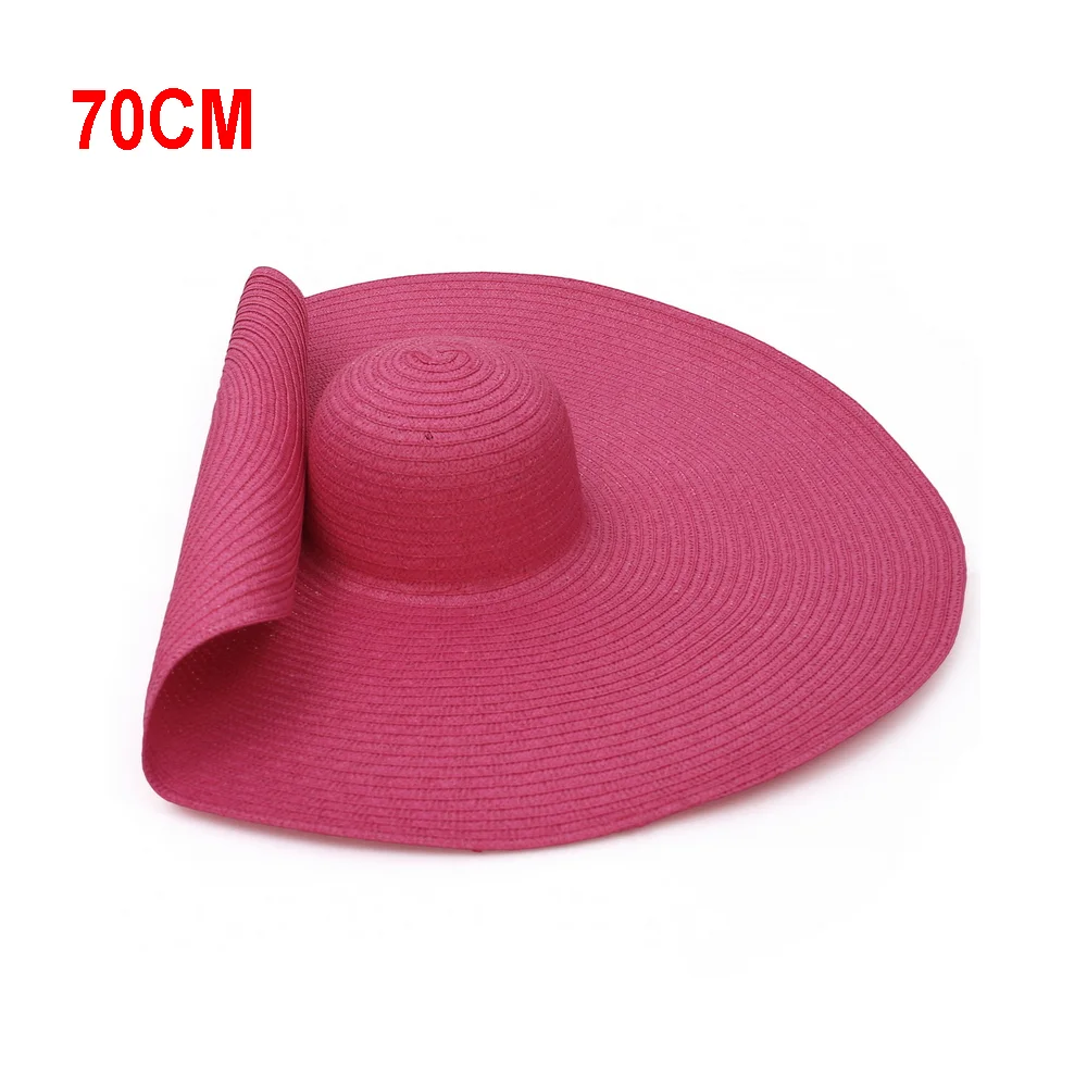 Соломенная шляпа с широкими полями для женщин, модная пляжная шапка большого размера, демонстрирующая модель, 70 см