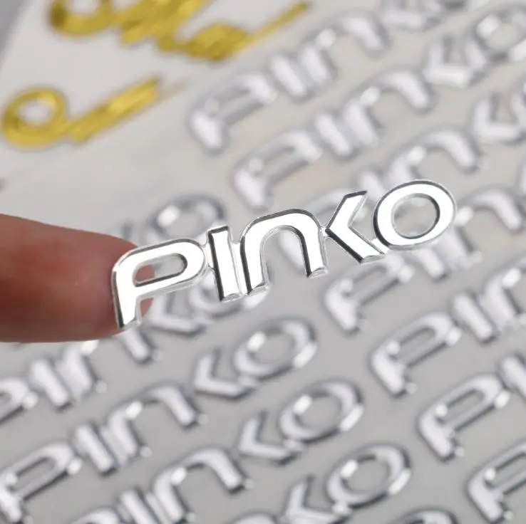 Custom Wholesale Metallic Clear Transparent Chrome Brand Metal Plate Nameplate 3D Adhesive Metal Logo Transfer Label Sticker