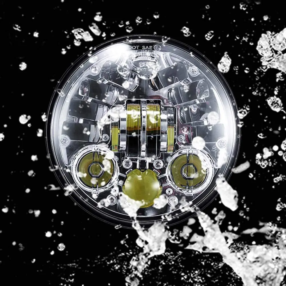 Dot E-mark Chrome H4 Projector 5.75 inch Motorcycle Led Headlight with Daylight for Harleys Davidsons