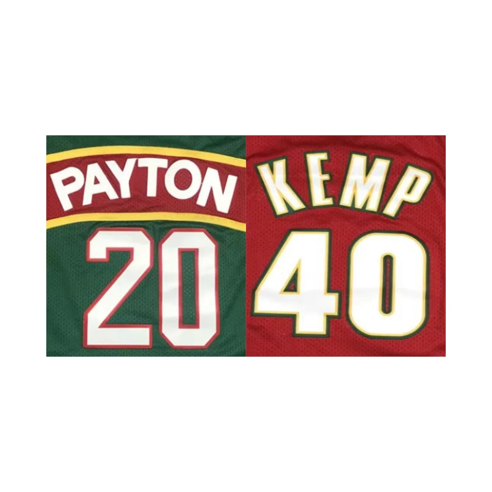 Шитые или горячие прессованные баскетбольные майки Seattle 11 Schrempf 20 Gary Payton 35 Durant 40 Shawn Kemp 34 Allen