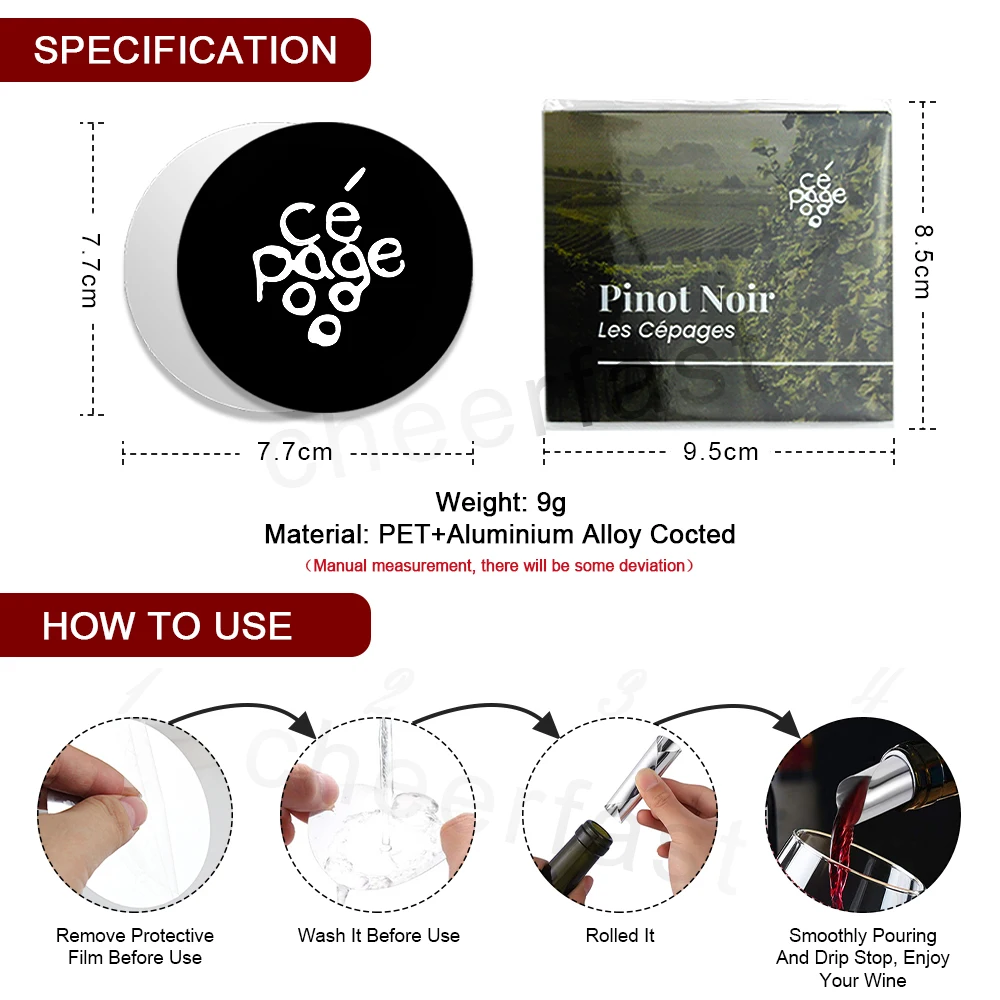 Good Idea Design Custom Logo Wine Pourer Disc Well Made Wine Bottle Pour Drop Personalized Design Logo Wine Bottle Pourer
