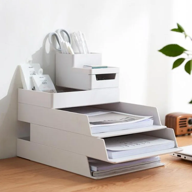 
DIY Desktop Decorations ABS Resin A4 File Drawable Storage Box Stationery Organizer Set Home Office Table Desk Accessories 