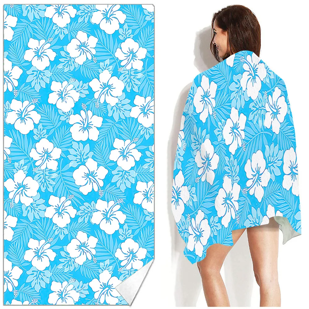 Florets print beach towels super absorbent microfiber adult poncho beach towel for camp vacations swimming