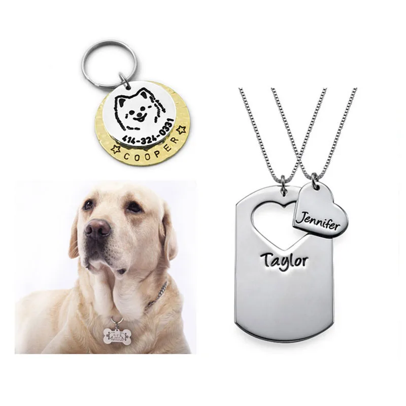 ремесла подарок пункт собака жетон с гравировкой Золото Нержавеющая сталь Различные пустые животные адресники для собак