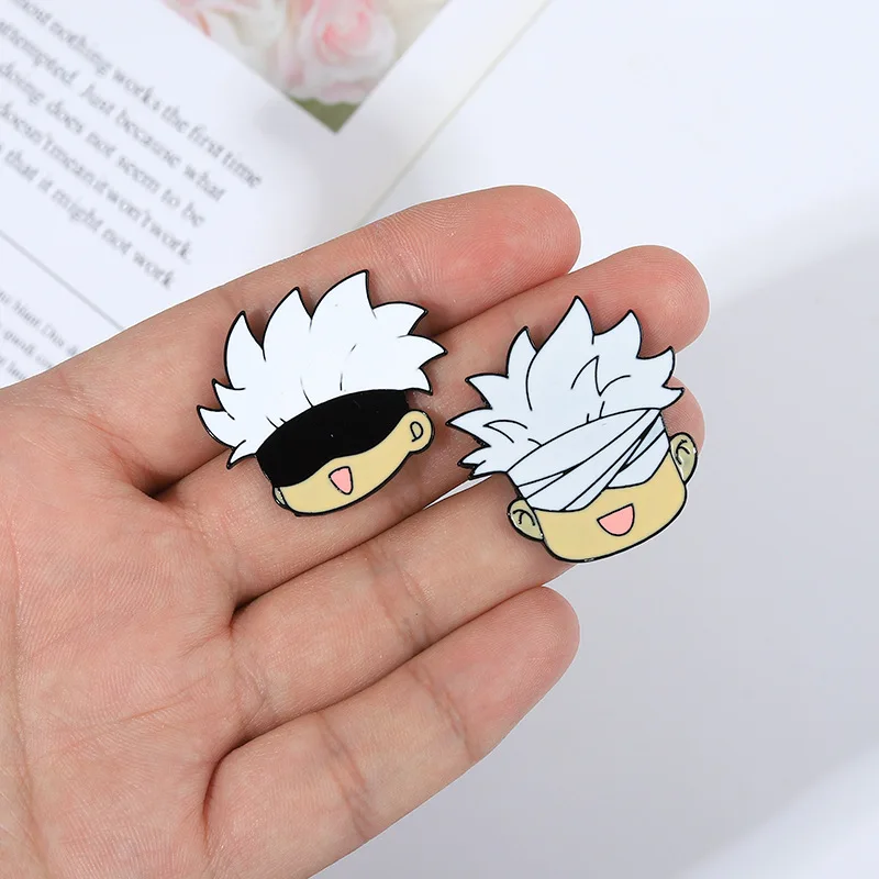 Cartoon Anime Charm Peripheral Metal Badge Satoru Gojo Cat Bag Accessories Pin