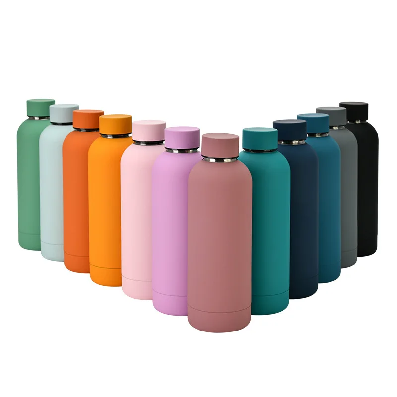 Custom Logo 500ml Double Wall Stainless Steel Tumbler Sports Water Bottle Small Mouth Vacuum Insulated Thermos for