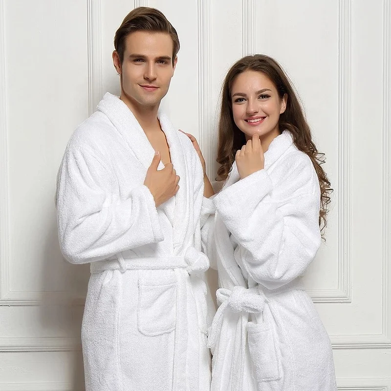 Unisex Velour and Terry Cloth Bathrobe 100% Long Staple Cotton Hotel/Spa Robes Classic Bath Robes For Men or Women