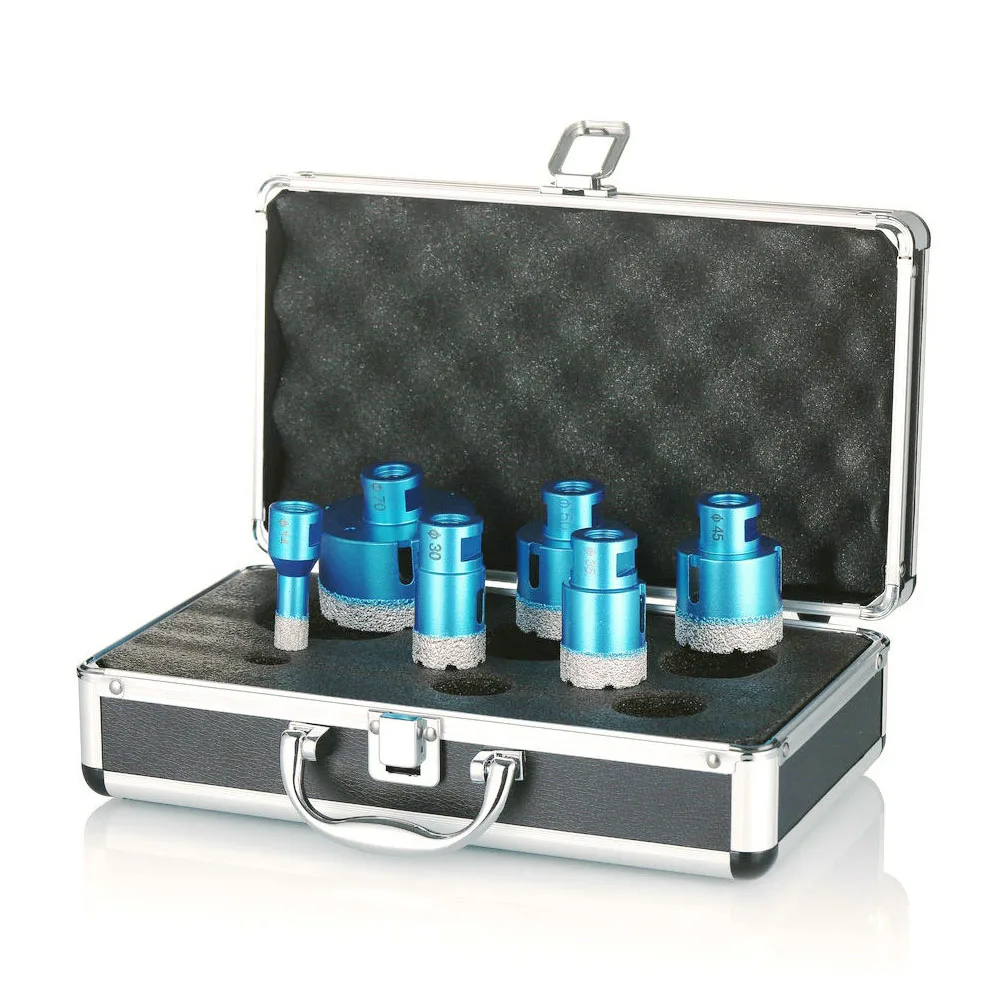 M14 Steel Diamond Core Drill Bit Set Vacuum Brazed Tiles Cutting Bit & Hole Saws Kit for Concrete Granite Marble Glass