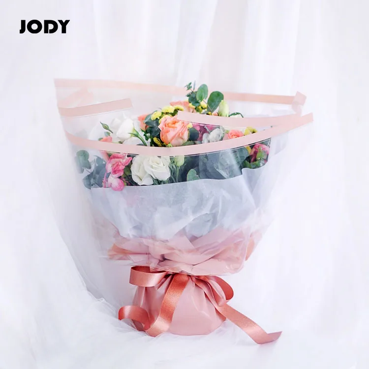 
JODY wholesale Korean flower cellophane opp 60*60 half transparent bouquet flower gift wrapping plastic film decorative paper 