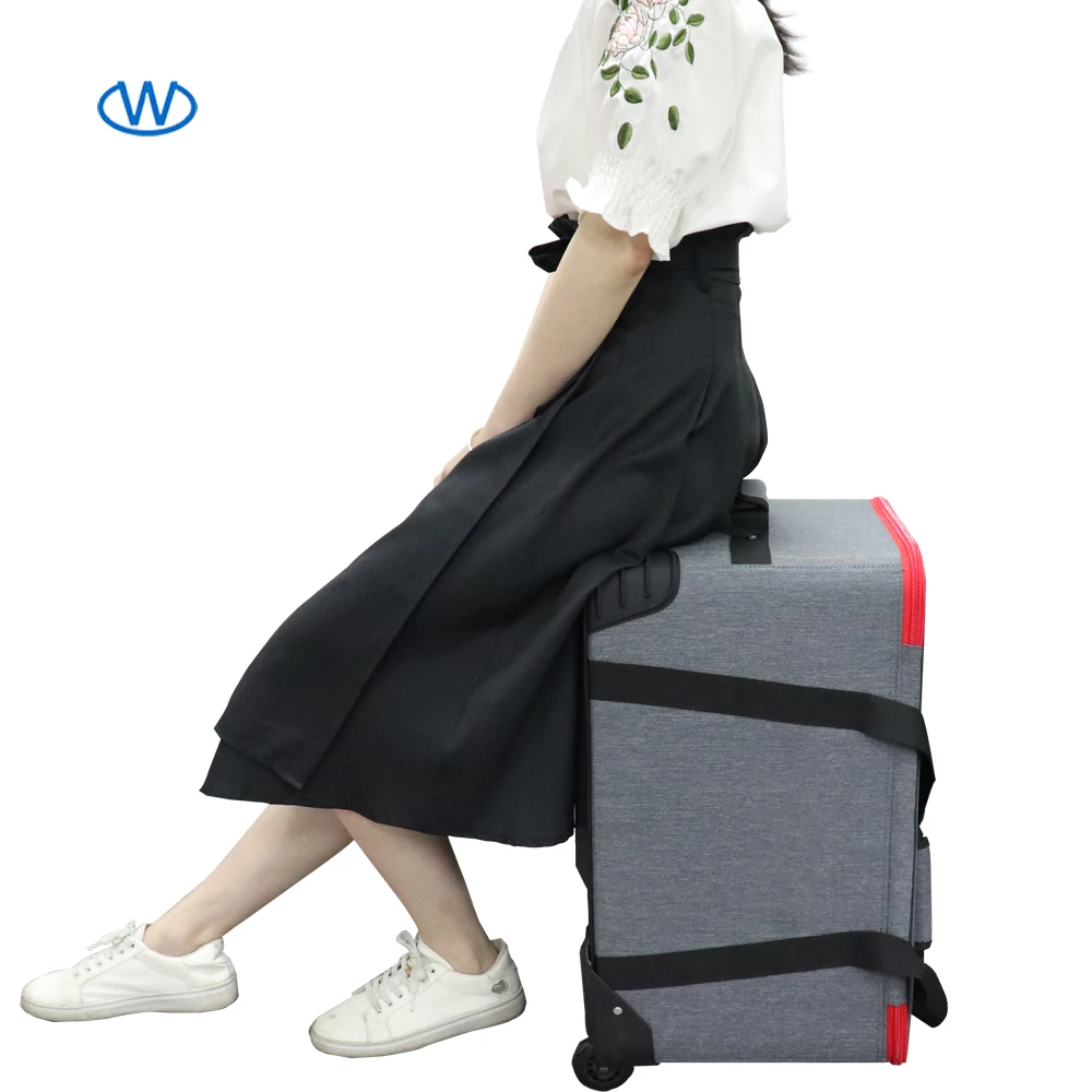 Customized hard non-woven fabric shell zipper luggage multi size travel trolley case 4 wheels portable  carry on suitcase