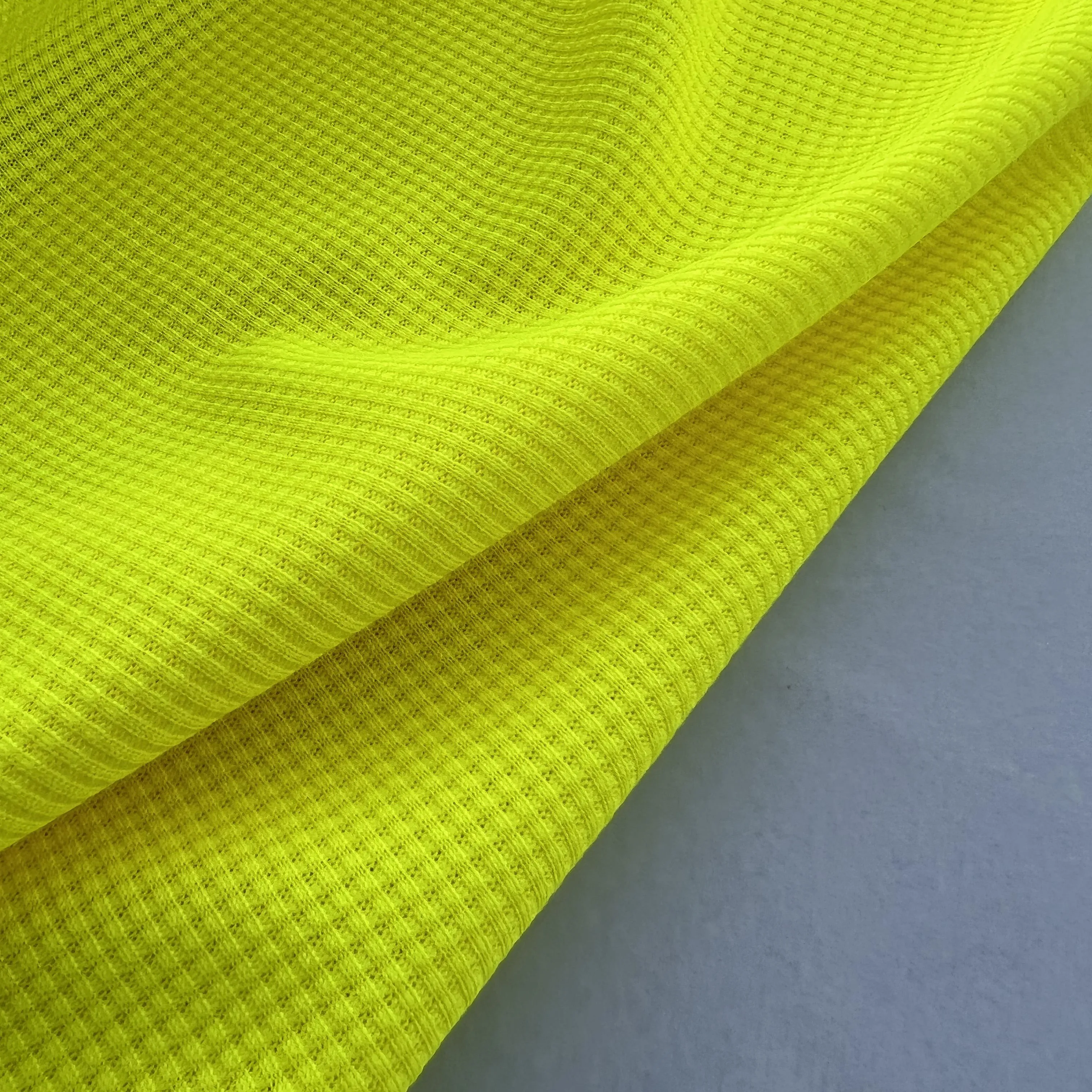Good Quality 100% Polyester Walf Checks Yellow Neon Fabric Fluorescent Safety Vest Breathable Fabric