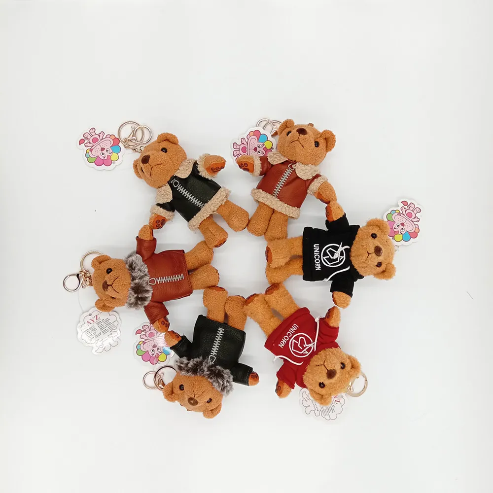 Custom wholesale creative plush clothes bear keychain pendant bear plush toy car keychain bag hanging pendant