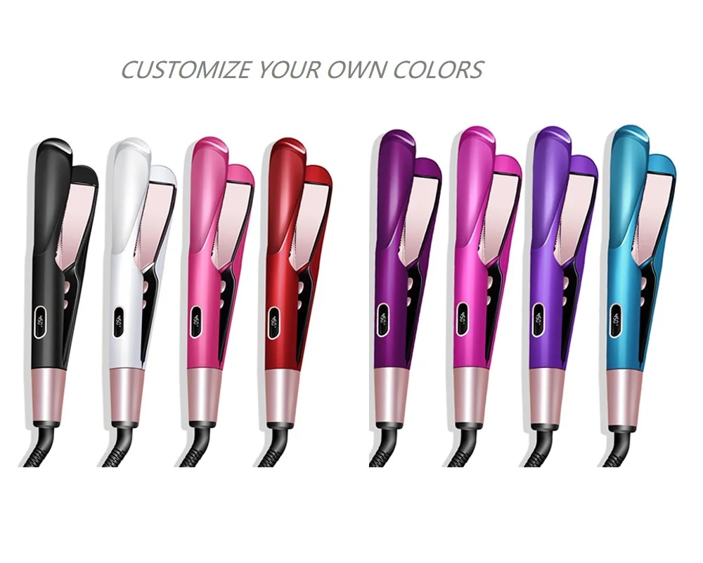 PTC Heater Hair Straightener fast hot Straight & curly 2 in 1 Adjustable 100-230C LCD Temp. Display  Hair Curler