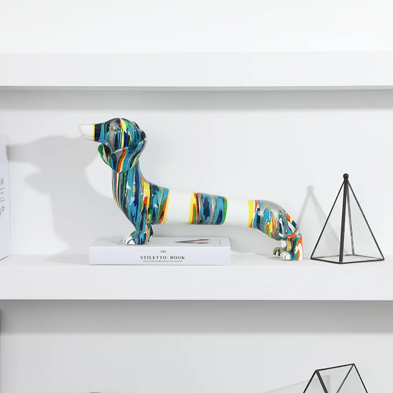 Полимерная Декоративная скульптура для дома, красочная такса, собака, щенок, собачка, статуя, украшения ручной работы