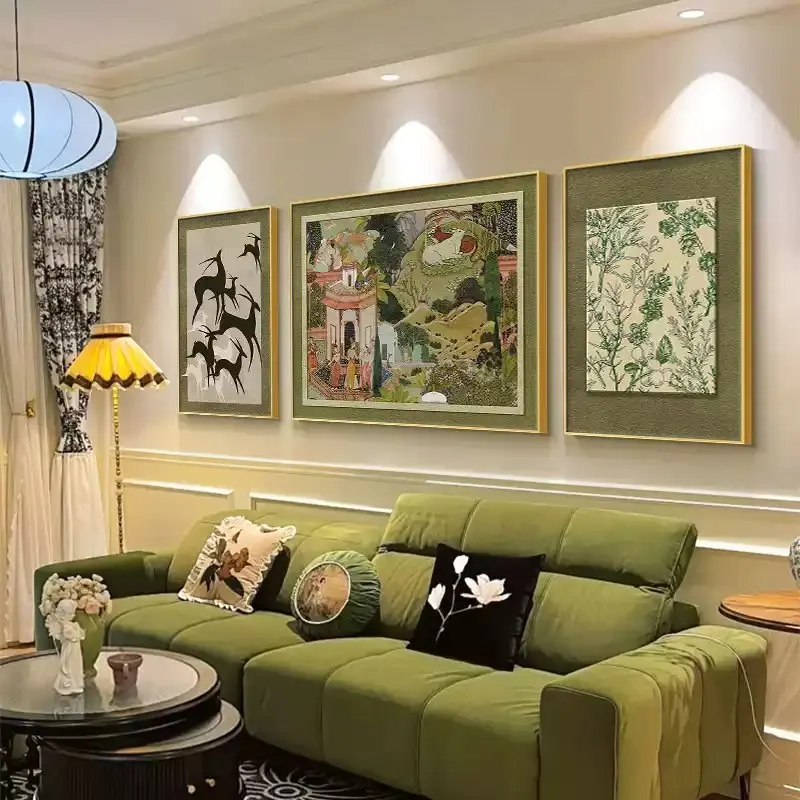 Luxury Modern America Euro Frame Classical Vintage Flower Poster Print Wall Art Rolled Canvas Painting For Living Room Bedroom