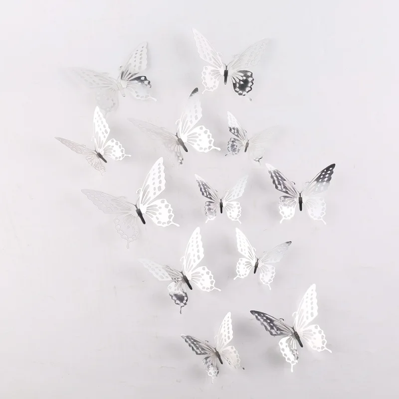  Metallic Color Gold Rose Butterflies for Cake Decoration Silver