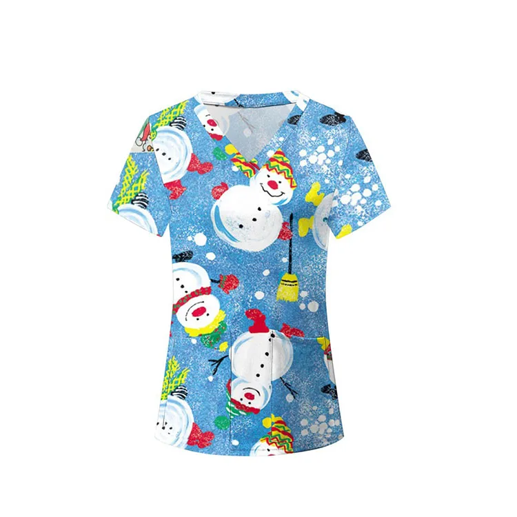 Christmas pattern nursing scrubs hospital healthcare scrub uniforms