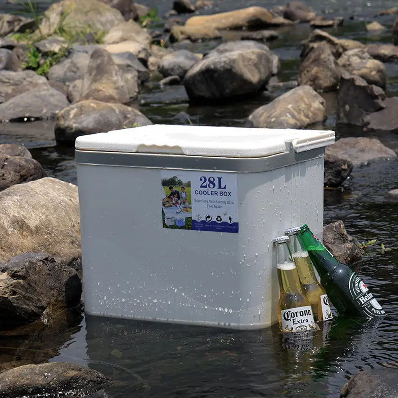 Camping Portable Refrigerator Large Capacity Incubator Picnic Food 28L Rotomolding Cooler Box Food Storage Box