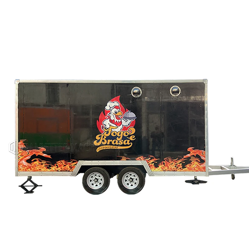 ALLBETTER Custom Fast Food Truck Street Food Carts Coffee Steak Snack BBQ Food Trailers With Grill Fully Equipped Kitchen