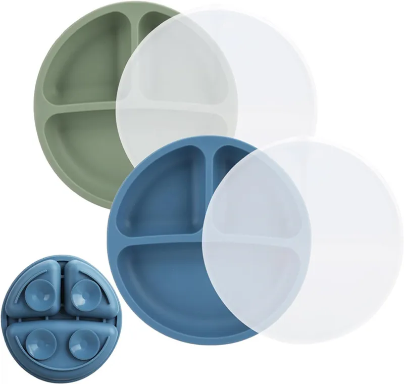 Baby Led Weaning Feeding Silicone Suction Plate Divided Unbreakable Baby Feeding Plate Baby Food Bowl For Toddler