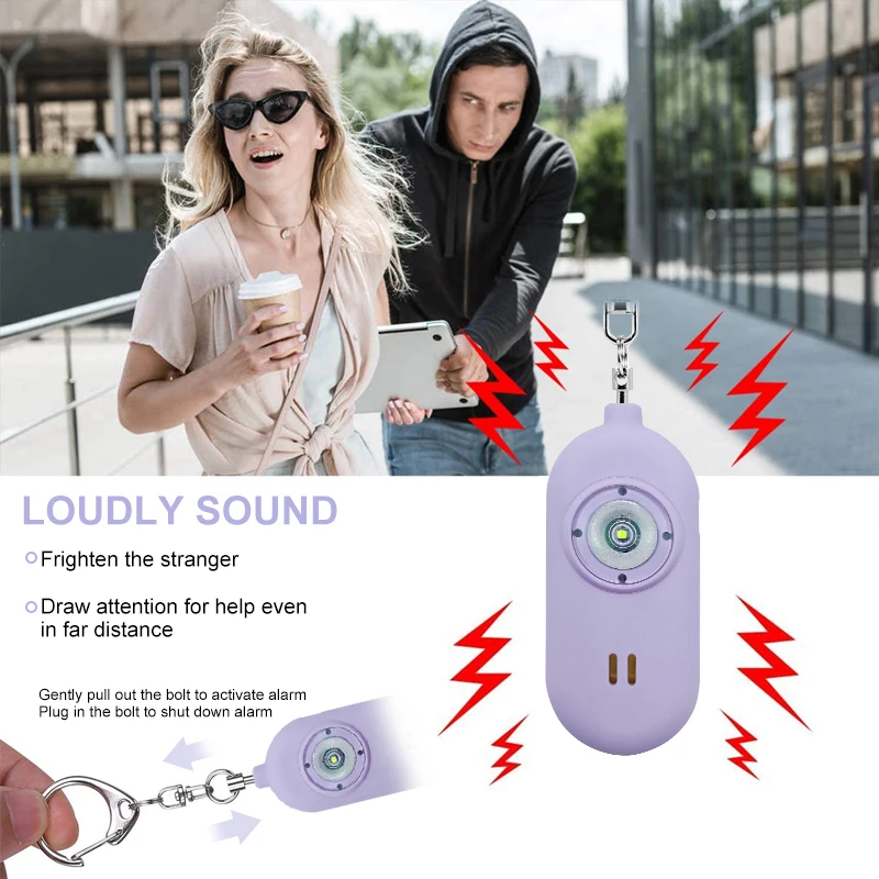 Wholesale Built in Rechargeable Rubber Coating Keychain alarm Custom Self Defense Self Defence Alarm for Women Children Elder