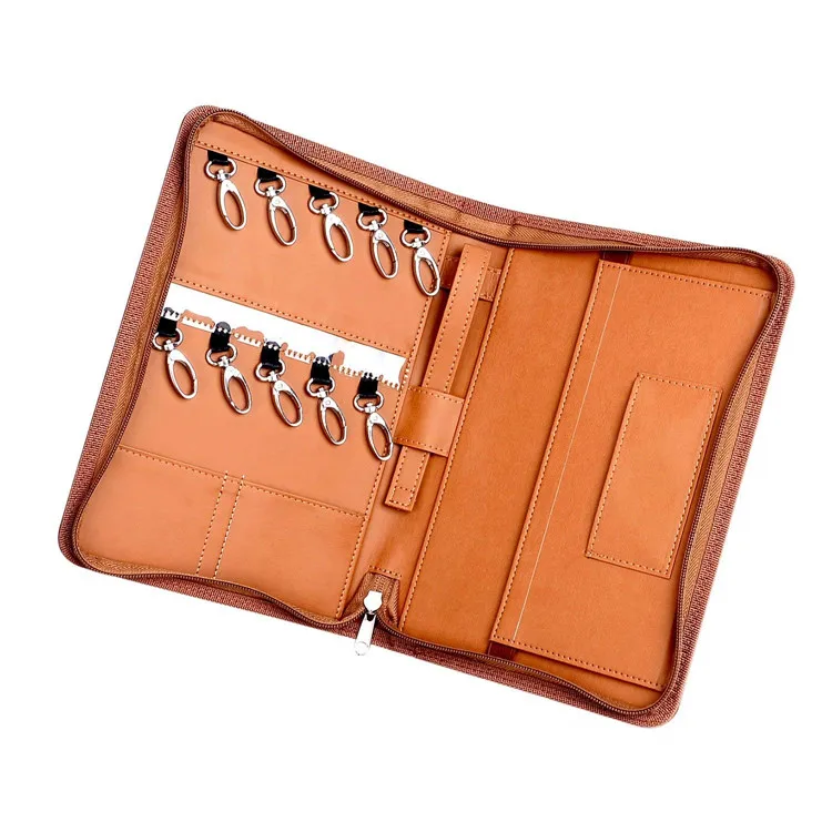 Multi-functional A4 original PU leather business portfolio with key holders