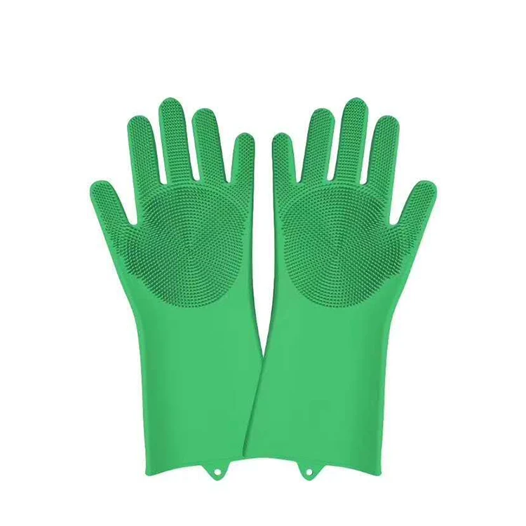 Long Silicone Glove Brush Washing Hands Heat Resistant Dishwashing Scrubber Spone Silicone Glove