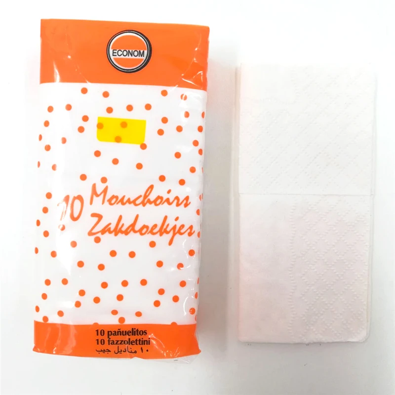 High Quality Small Pack 1/12 Fold Pocket Paper Tissue Pocket Tissue Standard Bulk Facial Handkerchief