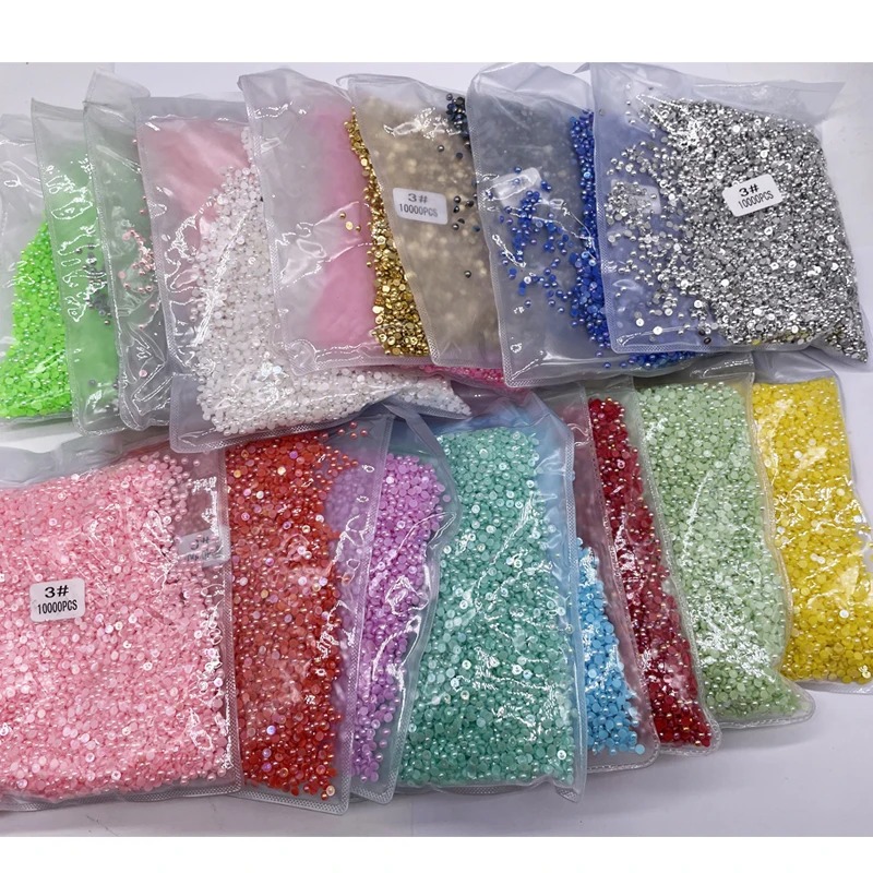 Half Flatback Pearl Bead - Colorful Cabochon Flat Back Pearl & Loose Beads Gem with Plastic Case for Craft DIY Phone Nail Art